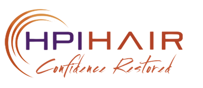 Logo of HPI Hair and the tagline 'confidence restored.'